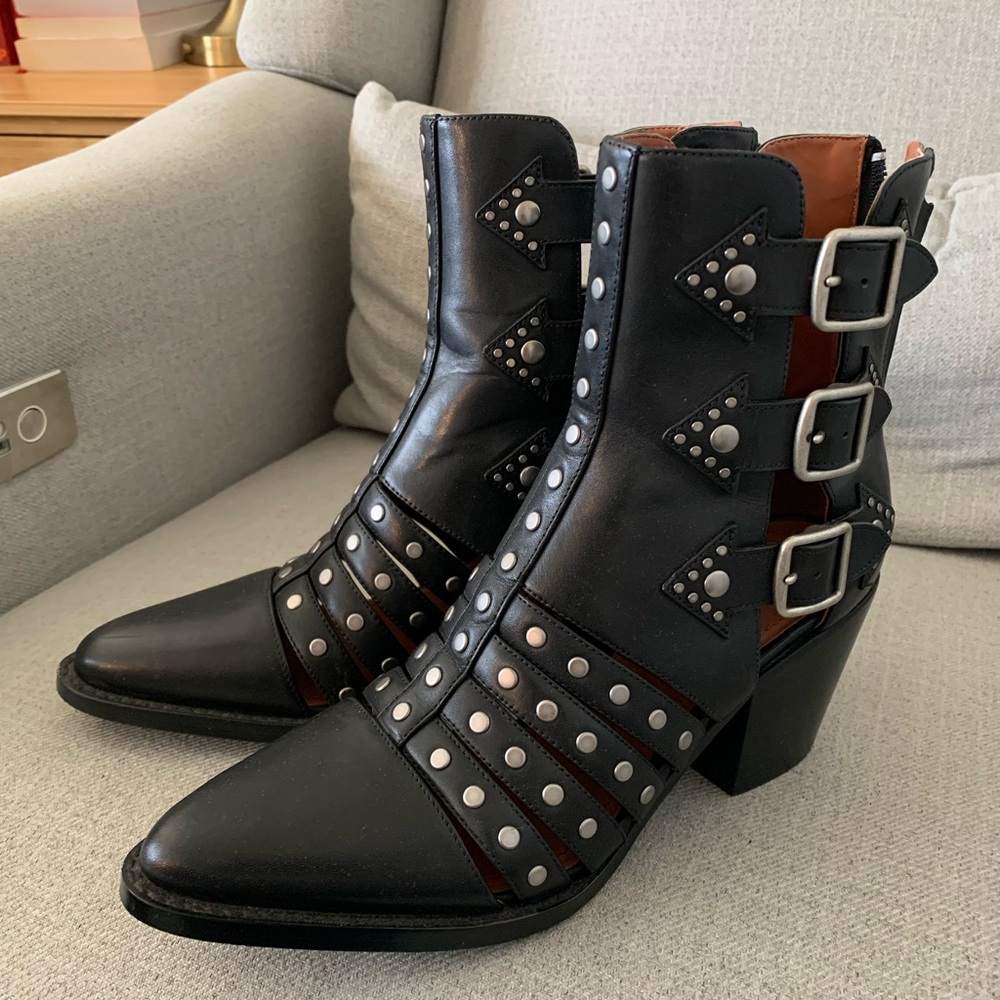 Coach Studded Black Ankle Boots